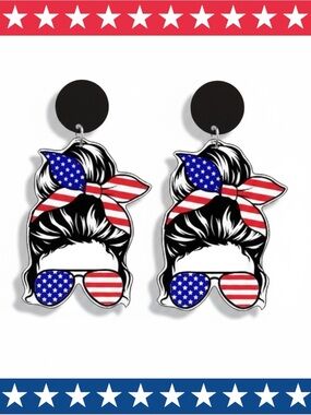 PATRIOTIC BELLA WITH BANDANA & FLAG SUNGLASSES EARRING
